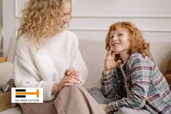Happy mother and child after sorting child arrangements mediation Rayleigh